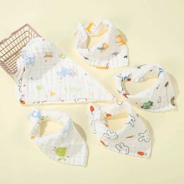 Bibs Burp Cloths Baby Saliva towel triangle scarf pure cotton printed high cotton baby bandage bib used for soft button feeding Drool bib Burp Cloths d240513