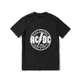 Men's T-Shirts 2023 Hot Sale Summer 100% Cotton Ac High Voltage Dc Black T Shirt Men Short Slves Cool T Hip Hop Strtwear T-shirt T240510