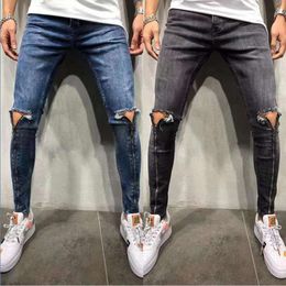 Jeans maschile con buchi, nuova cerniera lunga, pantaloni da uomo a fit m513 49
