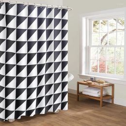 Shower Curtains Polyester Chinese Woven Black And White Cheque Custom Printed 3D For Bathroom