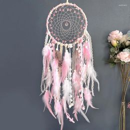Decorative Figurines Pearl Feather Decoration Girl Heart Dream Catcher Hand-woven Lace Indoor Living Room Wind Chime Gifts