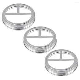 Dinnerware 3 Pcs Toothbrush Cover Mason Jar Lid Bands Split-type For Cup Lids Jars Wide Stainless Steel Can Holder