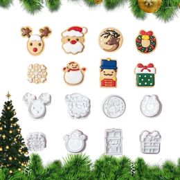 Baking Moulds 3D Pressable Biscuit Cutters 8pcs Christmas Cookie Stamps Stamp Mold Party Decoration Accessories