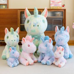 Cartoon dream Colourful sitting unicorn fur doll rainbow angel Pegasus toy children's birthday gift