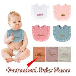 2A6C Bibs Burp Cloths Personalised baby comfortable bib for children and newborns plain cloth babies cotton Gaozi towel Customised accessories gifts d240513
