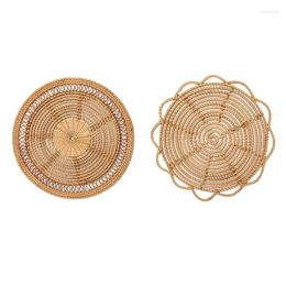 Decorative Figurines Handmade Hanging Wall Basket Decor Boho Woven Rattan Trays Bowl For Home Living Room Kitchen