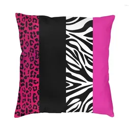 Pillow Pink Zebra And Leopard Animal Print Stripes Covers 40x40 Polyester Throw Case For Sofa Car Square Pillowcase