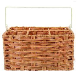 Kitchen Storage Cutlery Basket Flatware Utensil Rack Rustic Holder Wooden Plastic Tea Bag Organiser