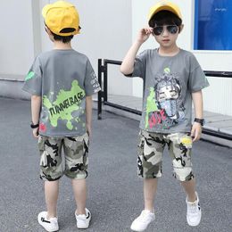 Clothing Sets Baby Boys Clothes Summer Fashion Cartoon Children T-shirt Camouflage Cargo Shorts 2PCS Kids Outfits Teen 6 8 9 10 Year