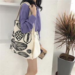 Shopping Bags Selling Women Canvas Shoulder Bag Leaf Printing Large Capacity Lady Eco Pure Cotton Handbag Junior Miss Tote