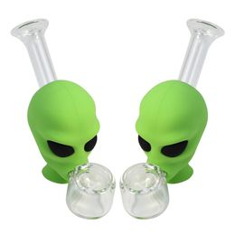 Wholesale Protable Skull Silicone Tobacco Pipes Colorful Removable Creative Mini Alien Hand Spoon Dry Herb Pipe With Glass Smoking Bowl