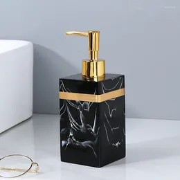 Liquid Soap Dispenser Black Bathroom Shampoo Bath Lotion Bottle Lavatory Resin Material Gold Head El Supply Wholesale