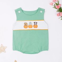 Clothing Sets Summer Baby Boy Clothes Set Three Pumpkin Embroidery Kid Bubble Cyan Sleeveless Children Outfit Loungewear One Piece Romper