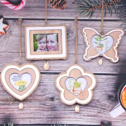 Frames Diy Wooden Po Frame Pendant Heart Flower Butterfly Shape Picture Holder Hanging Ornaments Home Wall Decor Booth Props