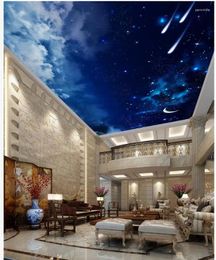 Wallpapers Beautiful 3d Murals Wallpaper For Living Room Night Sky Meteor Ceiling Mural Stereoscopic