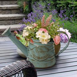 Vases Metal Flower Vase Vintage Garden Galvanized Bucket Artificial Ornaments Home