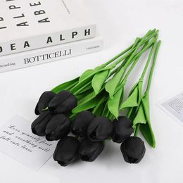 Decorative Flowers 10 Pcs Black Tulip Faux Tulips Fake For Home Decorate PU Artificial Bouquet Bride