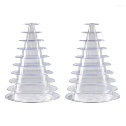 Baking Moulds 2X 10 Tier Cupcake Holder Stand Round Macaron Tower Clear Cake Display Rack For Wedding Birthday Party Decor