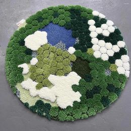 Carpets 90cm Round Home Decor Chic Room Floor Mat Bedside Area Rug Nordic 3D Lawn Moss Rugs Carpet For Bedroom Living
