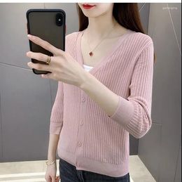 Women's Knits Fashionable Top 2024 Spring And Summer Style Ice Silk Cardigan Short Air Conditioning Knitted Coats L193