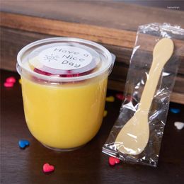 Disposable Cups Straws 50pcs High Quality Round Baking Cup Diy Favours Dessert Pudding Small Cake Box Party Tiramisu Mousse With Lids180ml