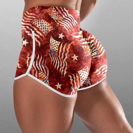 Women's Shorts Womens Casual High Waisted Running Athletic Independence Days Printed Workout Gym