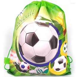 Gift Wrap 1pcs Soccer Football Theme Backpack Happy Birthday Party Non-woven Fabrics Drawstring Boys Favors Bag Baby Shower Mochila