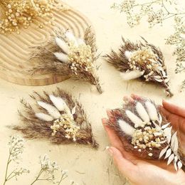 Decorative Flowers 10 Pcs Boho Dried Boutonniere For Men Rustic Pocket Groomsmen Corsage Groom Party Decorations