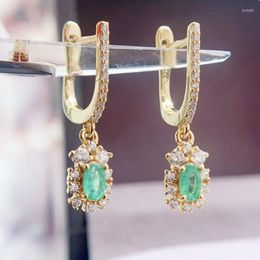 Hoop Earrings Natural Real Green Emerald Earring Luxury Small Style 0.35ct 2pcs Gemstone 925 Sterling Silver Fine Jewelry L24578