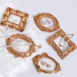 Jewelry Pouches Display Stand Ins Gold Mini Picture Frame Ornaments Earrings Po Props Background Decoration