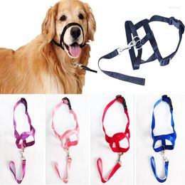 Dog Collars Pet Mouth Head Collar Anti Barking Dogs Muzzle Adjustable Breathable Nylon Training Chewing Tool Accessories
