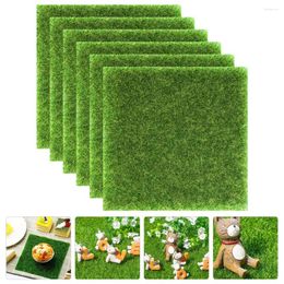Decorative Flowers 6 Pcs Mini Lawn Landscaping Fake Green Moss Grass Small Mat Pvc DIY Supply Multi-function Artificial