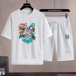 Men's Tracksuits Fashionable and Breathable Casual T-shirt Shorts Waffle Suit Summer Mens Sports Comfortable Letter Printing Two-piece Set M-3XL Y240508