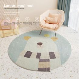 Carpets Cartoon Modern Household Lamb Velvet Round Floor Mats Living Room Study Crawling Children's Bedroom Carpet Bedside