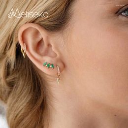 Stud Earrings Metiseko 925 Sterling Silver Horse Eyes Green Rose Dark Blue Cubic Zirconia Distinctive For Women Party