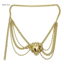Waist Chain Belts Girls heart-shaped waist chain adjustment formal dress with metal Q240511