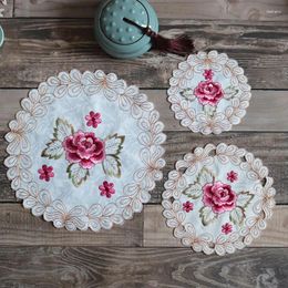 Table Mats Rose Flower Embroidery Place Mat Cloth Wedding Christmas Dining Dish Placemat Kitchen Decoration And Accessories
