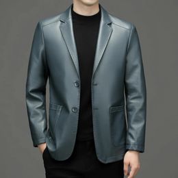 Luxury Leather Jacket Mens Suit Coat Autumn and Winter Skin Casual Small 240430