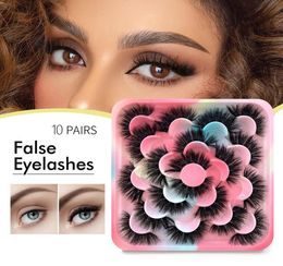 New 10 Pairs False Eyelashes 3D Mink Lashes Natural Mink Dramatic Volume Fake Eyelash Extension Faux Cils Whole Makeup Tool6243749