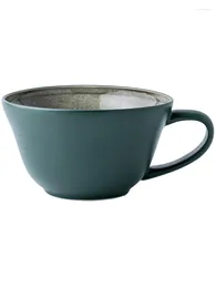 Mugs Ice Cracked Glazed Breakfast Cup Vintage Wind Ink Green Oat Large Ceramic Coffee Mug