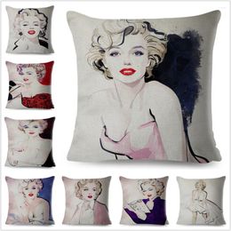 Pillow Simple Colorful Cartoon Sexy Girl Super Star Case Polyester Decor Cover For Sofa Car Home Pillowcase 45x45cm