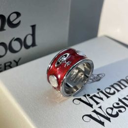 Designer Westwoods High Edition Light Luxury Grade Saturn Oil Drop Crown Ring Couple Nail