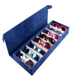 Portable 8 Slot Rectangle Eyeglass Sunglasses Storage Box For Glasses Case Stand Holder Display Protector Folding Container T200509448302