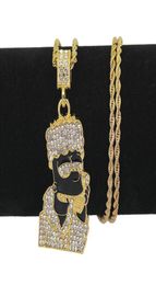 Bling Hip Hop Jewellery Men Women Cartoon Necklace 24inch Stainless Steel gold chains for men necklace2933843