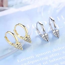 Hoop Earrings Wholesale Fashion Punk Geometric Micro Crystal Cone Tiny Huggies Golden/White Charming Earring Piercing Jewelry