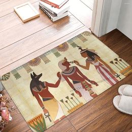 Carpets Non-slip Doormat Vintage Hieroglyphics Egypt Arts Pattern Pyramid Of Bath Mat Welcome Carpet Flannel Decor