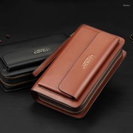 Shoulder Bags Leinasen Brand Men Wallets With Coin Pocket Zipper Double Male Wallet Long Large Purse Clutch Bag