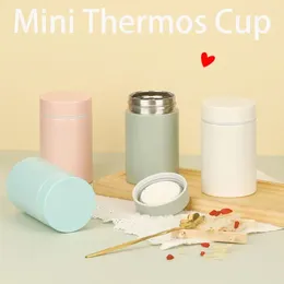 Water Bottles Portable Insulation Cup White Stainless Steel Thermal Bottle Mini Pocket 260ML Insulated Lunch Box Gift