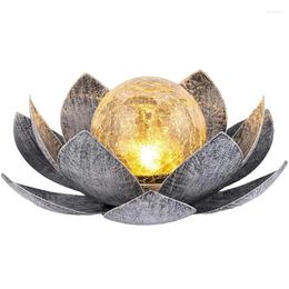 Garden Decorations Solar Lights Crackle Glass Lotus Decoration Outdoor Wedding Festival Party Christmas Lawn Home Ornaments