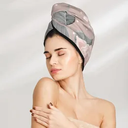 Towel Microfiber Girls Bathroom Drying Absorbent Hair Vintage Roses And Leaves Magic Shower Cap Turban Head Wrap